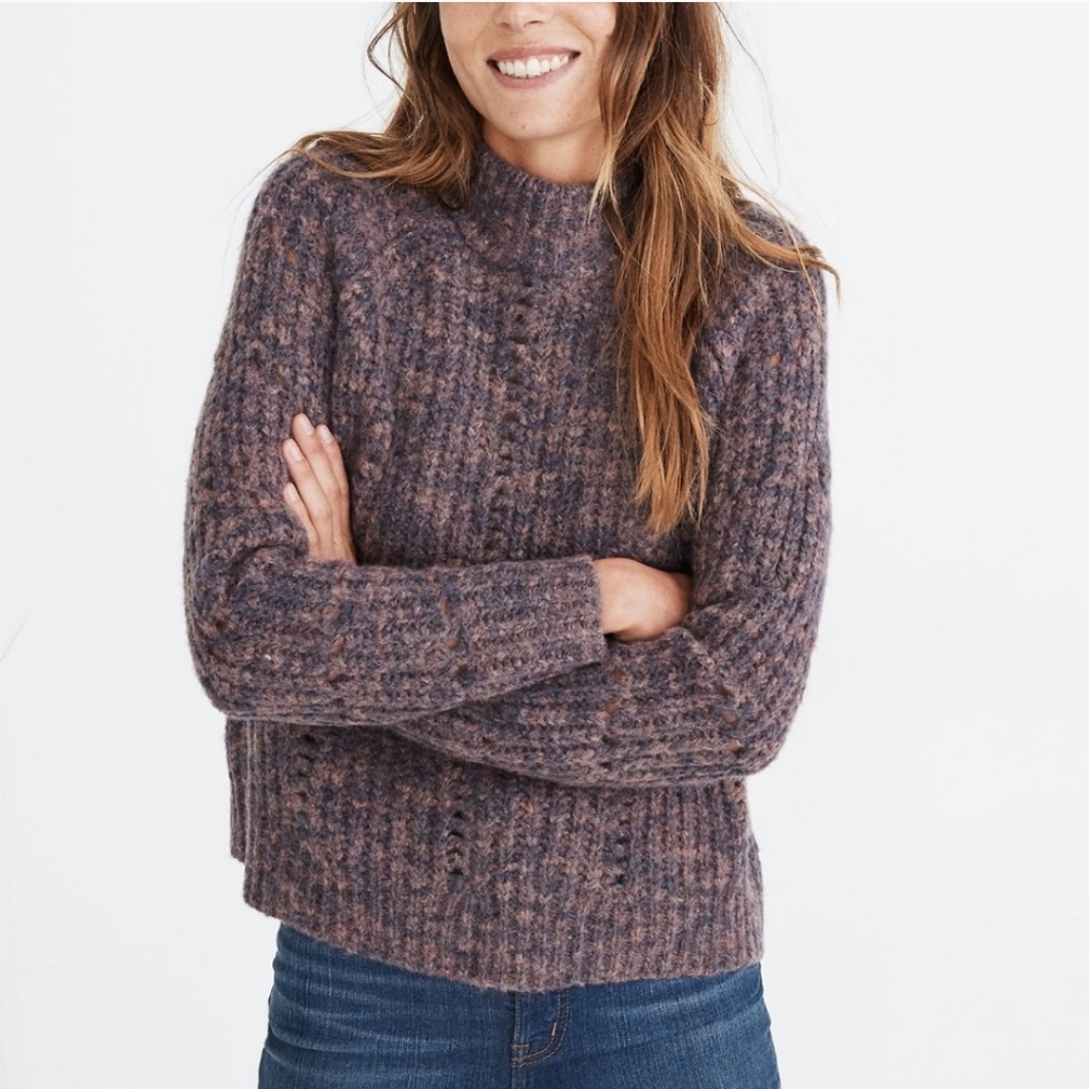 Madewell Pointelle Mockneck Pullover Sweater Size XS